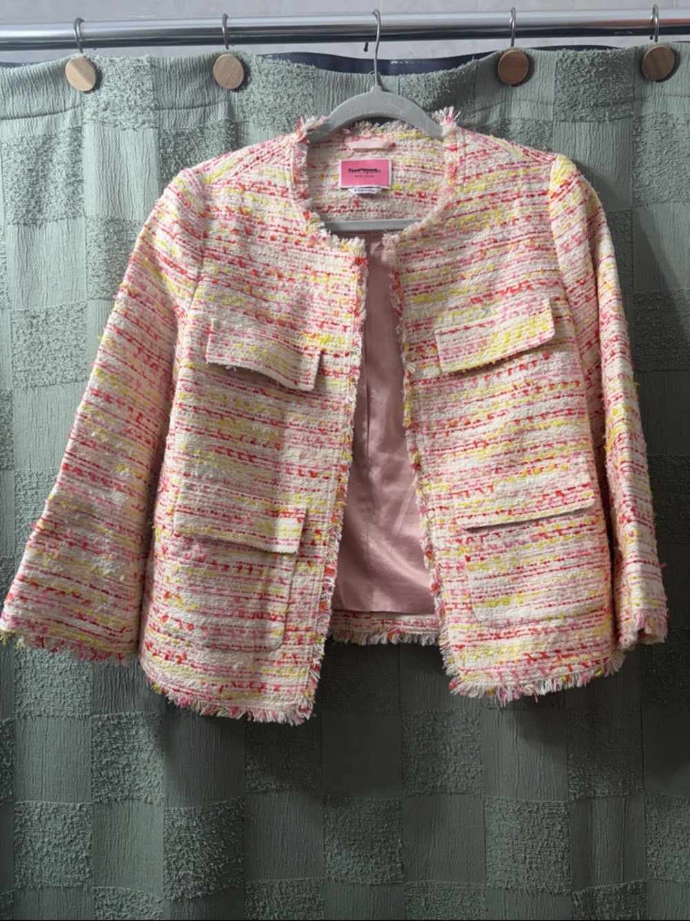 kate spade Pink Multi Bouclé Fringe Jacket - Picture 1 of 9